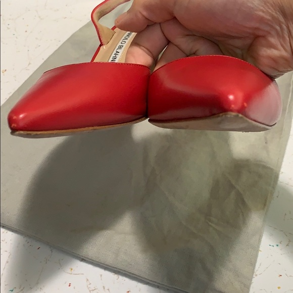 Manolo Blahnik red calf leather slingback pumps - Picture 7 of 7